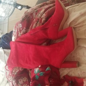 Fashion nova red high heeled boots
